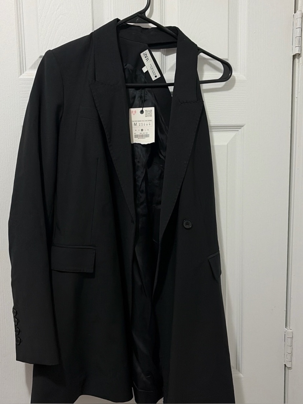 Zara Black Single-Button Long Blazer